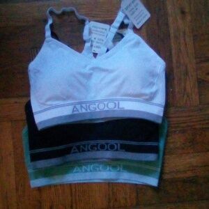 ANGOOL Sports Bras Set - White, Black, Green